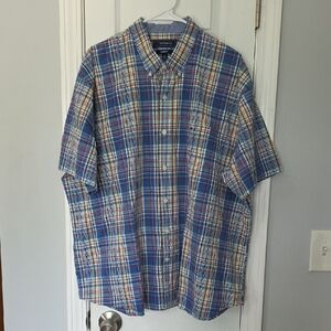 Crown & Ivy Men's Blue and Red Plaid Shirt